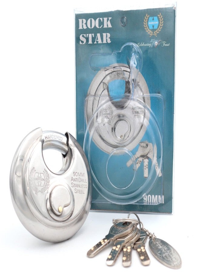Harrison Padlocks/Round Padlock 90mm 12 Pin with 3 Computerised Keys ROCK-STAR-0404 Pack of 2/Padlock, Padlocks, Locks for Home, Locks for Main Door, gate Lock - Image 4